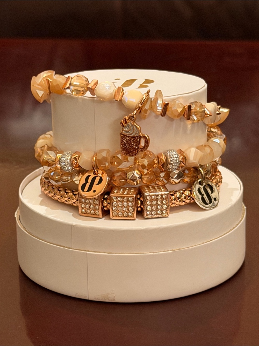 Bomb Party NWT “Hot Cocoa on Christmas”Bracelet Set Rose Gold - Picture 4 of 13